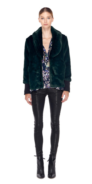 Aria Luxe Faux Fur Coat W/ Black Rib Trim