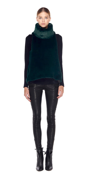 Vera Luxe Faux Fur Popover W/ Black Leather Trim