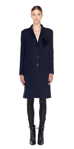 Jacob Pinstripe Heart Overcoat