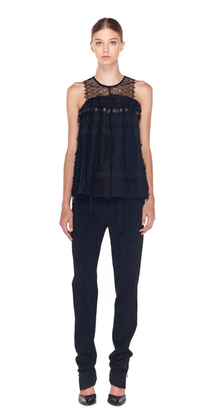Mercer Fringe Jacquard & Lace Shell